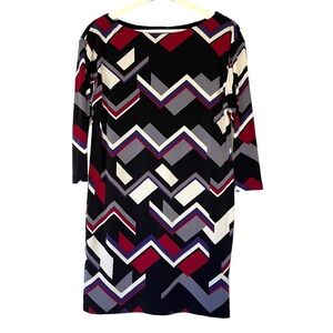 LAUREN RALPH LAUREN | Shift Multi Matte Geometric Print 3/4 Sleeve Dress Size 4P